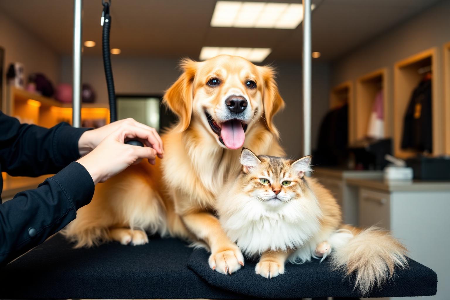 Cão e gato felizes em pet shop de Presidente Prudente — Point do Pet